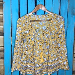 yellow boho blouse